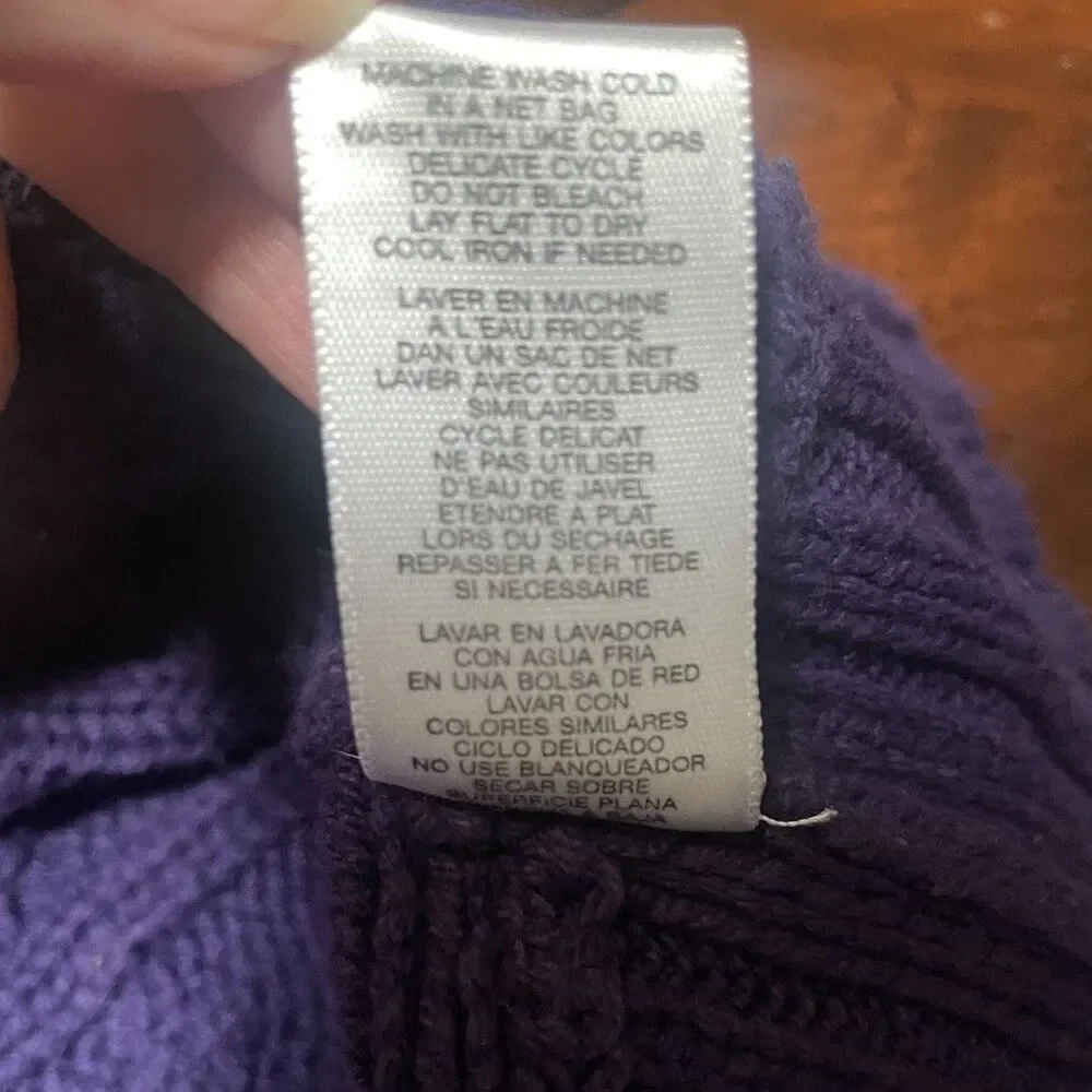 Michael Kors Royal Purple Cable Knit Cowl Neck Sweater Large Fisherman Goth